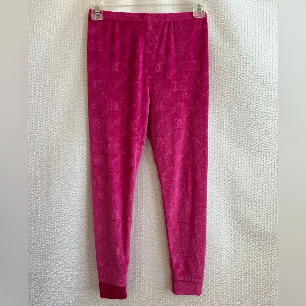 Juicy Couture Girls Pink Velour Pajama Long Sleeve Shirt Pant Set Size: 10 - Picture 3 of 4